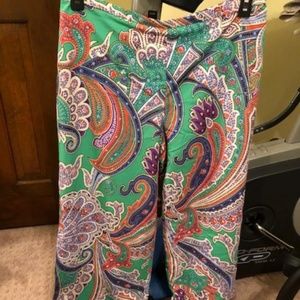 Ralph Lauren Women's Lined Paisley Flared Pants 10